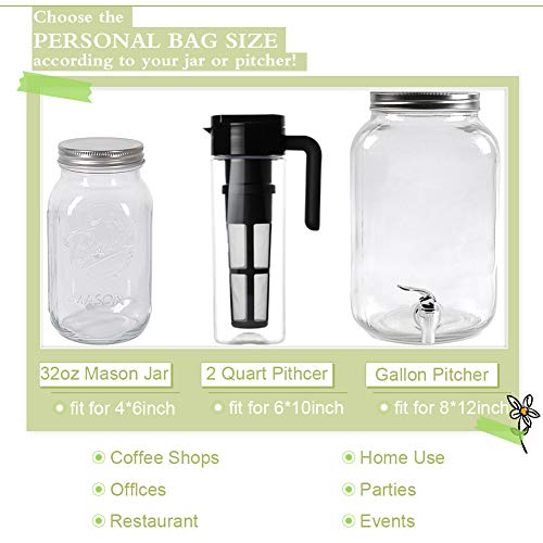 8x12 Inch Cold Brew Coffee Filter Bags (50 Count)