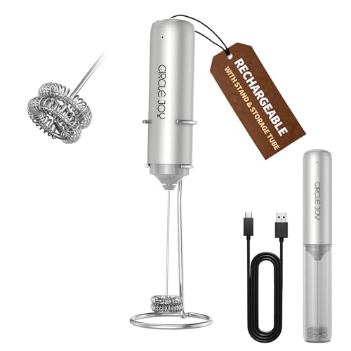 Rechargeable Milk Frother Handheld with Stand