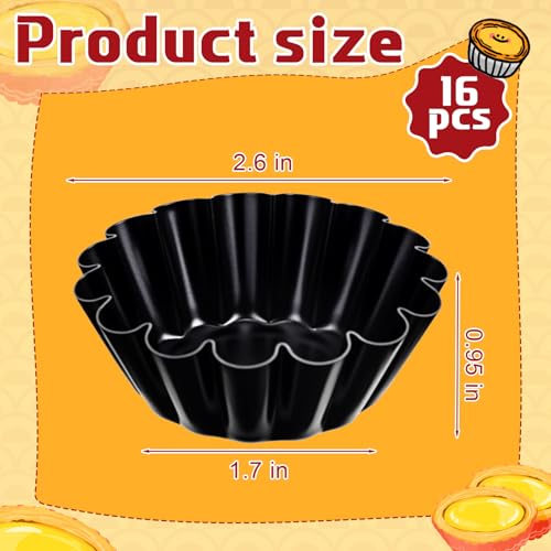 16 Pcs Egg Tart Molds 2.6 Inch Non (16 Count)