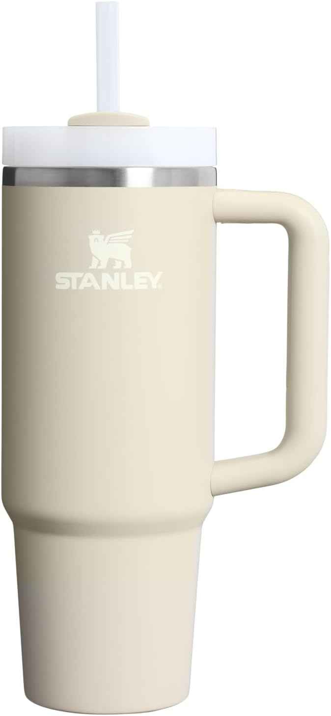 STANLEY Quencher H2.0 Tumbler with Handle and Straw 30 Fluid Ounces| Flowstate 3-Position Lid | Cup Holder Compatible for Travel | Insulated Stainless Steel Cup | BPA-Free | Exclusive Toasted Almond