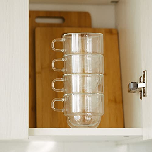 BTaT Double Walled Stackable Glass Coffee Mugs