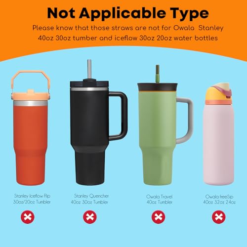 Black Replacement Straws for Stanley 20oz 14oz Tumble (6 Count)