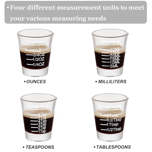 Ackers Shot Glasses Etching Scale Measuring Cup 2PACK Espresso Shot Glasses Liquid Heavy Glass 26 (2 Count (1 fl oz each))