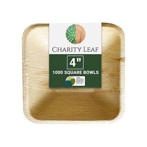 Disposable Bamboo 4" Square Bowl (1000 Count)