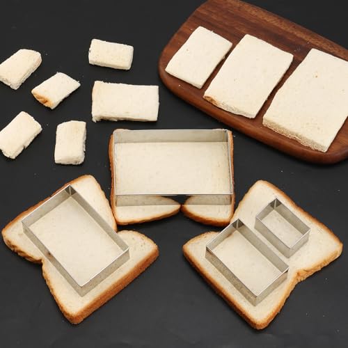 Rectangle cookie cutter ANCKNE Stainless Steel Rectangle Biscuit Molds Square Pastry Molds Fondant Cake Cookie Cutter Set 1 Inch Depth (4 Count)