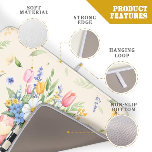 Spring Flower Vases Dish Drying Mat for Countertop