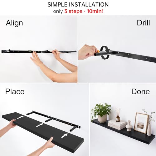 Black Floating Shelves 47.2in