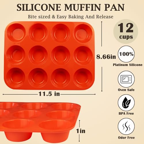 12 Cups Silicone Mini Muffin Pan Set (2 Count)
