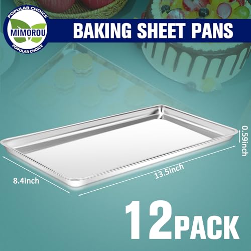 12 Pcs Stainless Steel Baking Sheet Cookie Pans (12 Count)
