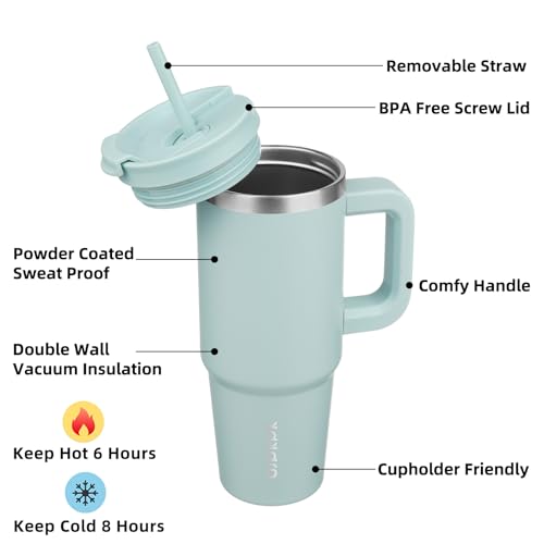 30 oz Insulated Tumbler with Handle & Straw
