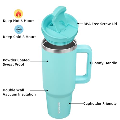 40 oz Insulated Tumbler with Handle & Straw