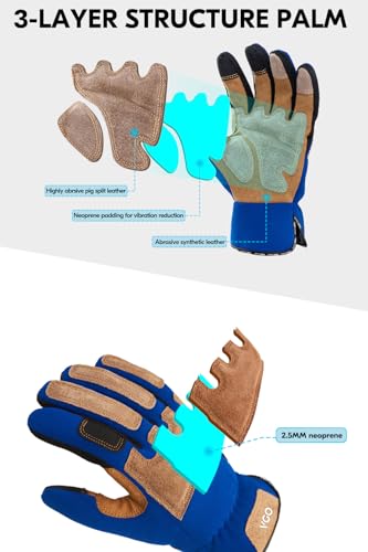 1 Pair Winter Lined Gardening Gloves Men