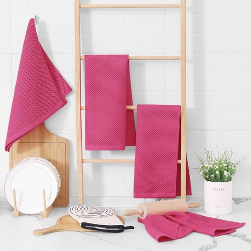 100% Cotton Waffle Weave Kitchen Dish Towels 4 (4 Count)