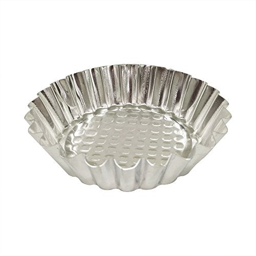 Set of 20, 3-3/4" Fluted Design Round Shape Non-stick Aluminum Tart Mold, Mini Pie Tin, Tartlet Pan (20 Count)