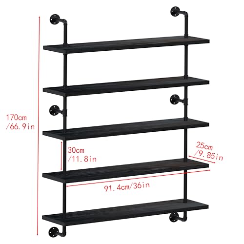 Floating Shelves for Wall Living Room Shelves Bookshelf Industrial Pipe Shelving Shelf Real Wood Planks 36 inch Rustic Wall Shelves Hanging Bookshelves Farmhouse Kitchen Bar Shelving
