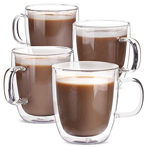 BTaT Double Walled Glass Coffee Mugs (4 Count)