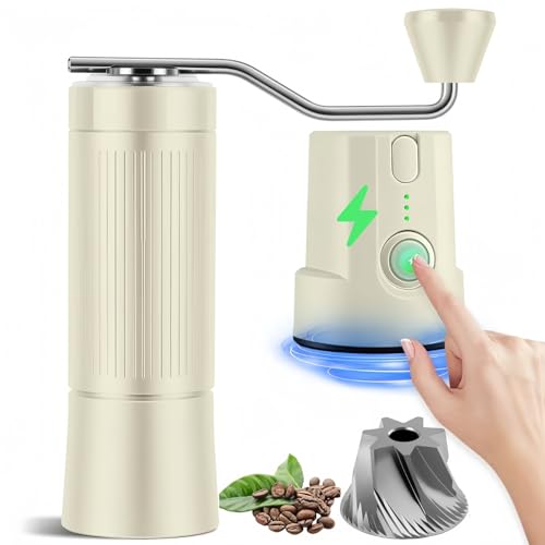 2-in-1 Portable Electric & Manual Coffee Grinder, Beige