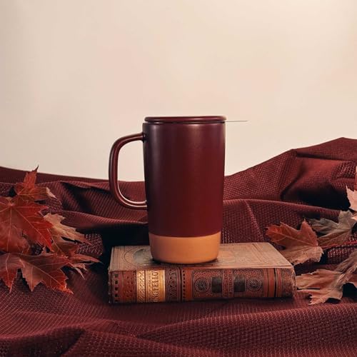 Mora Ceramics Large Tea Mug with Loose Leaf Infuser and Ceramic Lid