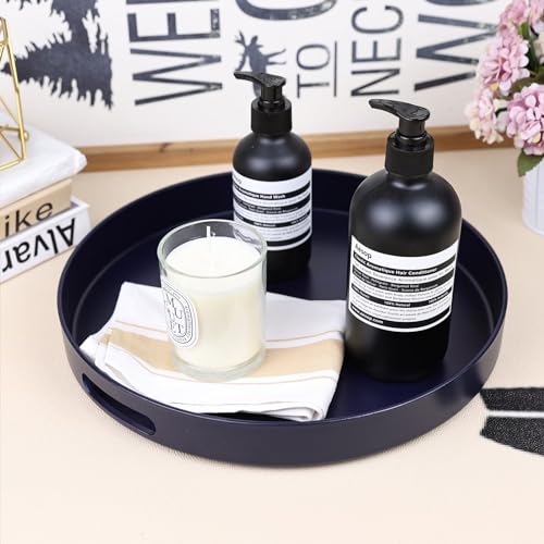 Navy Blue Decorative Serving Tray with Handles