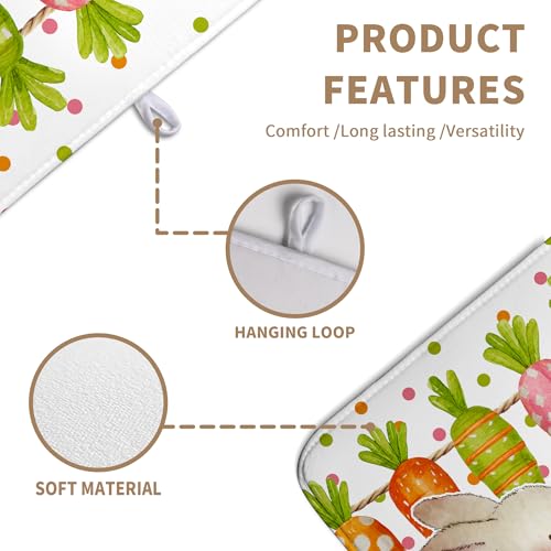 Easter Spring Dish Drying Mats Cute Bunny Dish Mat Easter colorful Carrots Drying Matt Dishes Dryer Pad for Kitchen Counter Absorbent Microfiber Washable Foldable Reusable 18x24 in