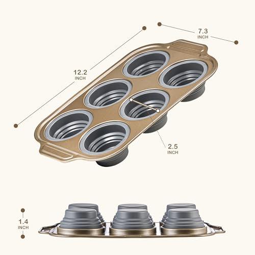 2 Pack Foldable Nonstick Silicone Muffin Pans For Baking (2 Count)