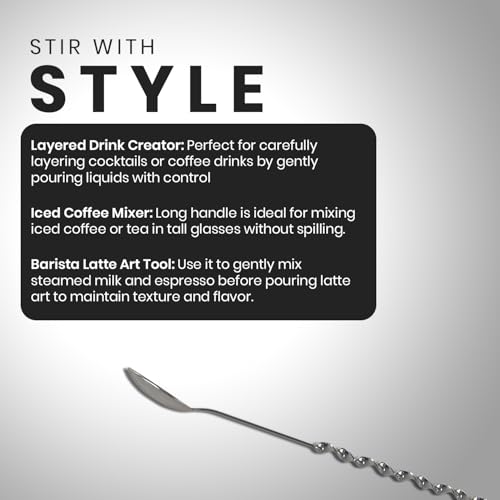 11.5 Inch Stainless Steel Bar Spoon with Swirl Stem for Coffee
