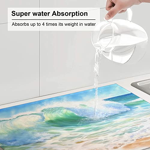 Large Dish Drying Mats For Kitchen Counter Microfiber Kitchen Drying Mat XL Draining Pad Absorbent Quick Drying Dish Mat 18x24 Inch
