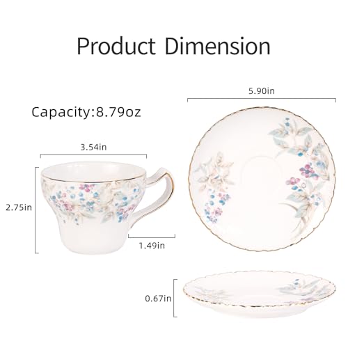 Tea Cups and Saucers Set of 2 (2 Count)