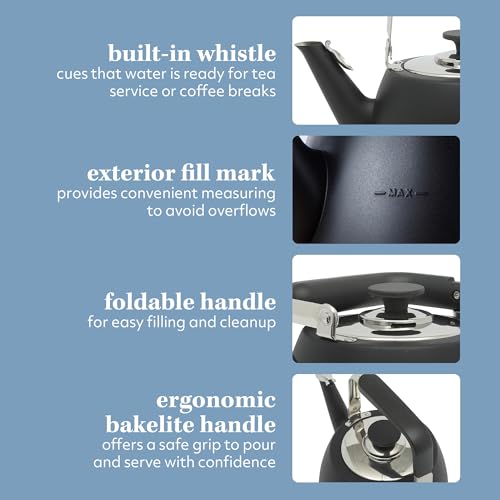 Kitchen Essentials Large 2 QT Heavy Gauge Stainless Steel Tea Kettle