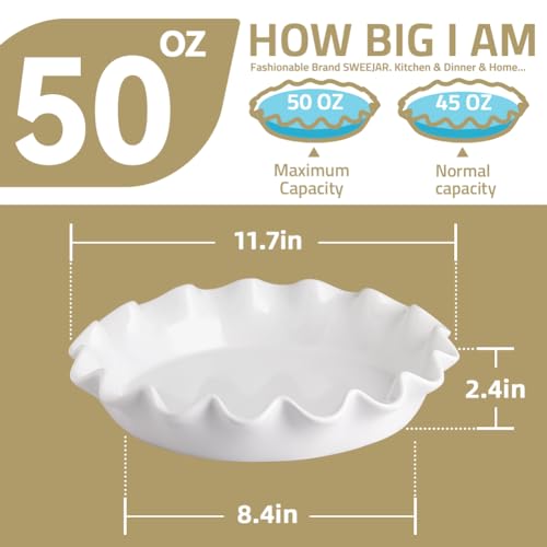Sweejar Ceramic 11.5 Inches Pie Pan for Baking