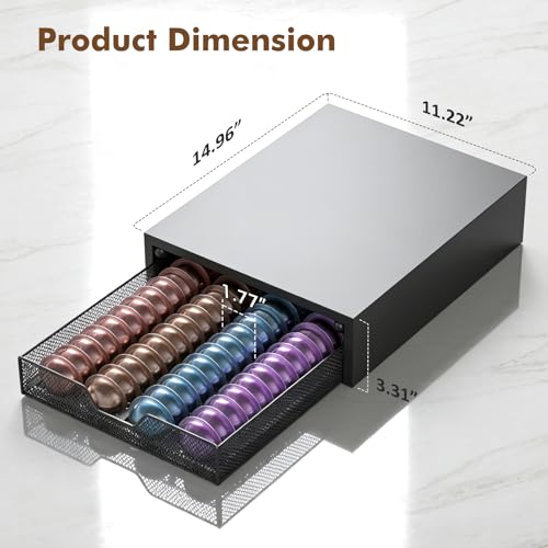 Coffee Pods Drawer Organizer Compatible with Nespresso Vertuo Pods & K