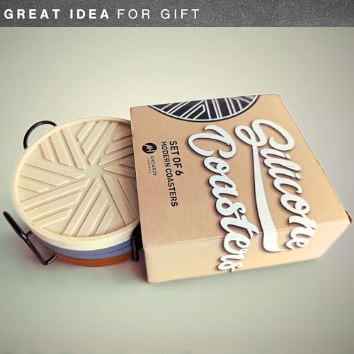 Silicone Coasters Set of 6 with Modern Patterns (6 Count)