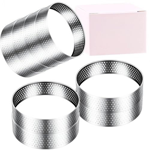 8Packs Perforated Tart Rings 3.15 Inch Stainless Steel Perforated Cake Rings (8 Count)
