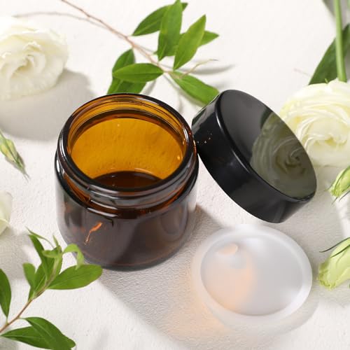 2oz Glass Cosmetic Jars With Lids 3pcs Small Makeup Containers (3 Count)