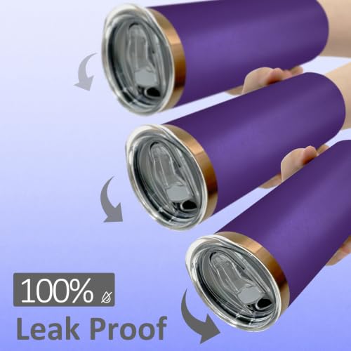 20 oz Skinny Tumblers Bulk with Lids and Straws Purple (4 Count)
