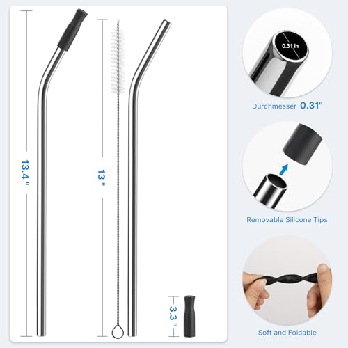 Repeatable Metal Straw with Silicone Tips for 40 oz Stanley Tumbler