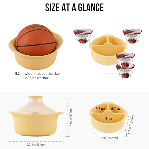 48oz Platinum Silicone 3 Compartmented Microwave Steamer Pot with Handle & Lid