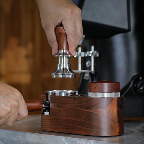 51mm Espresso Tamping Station Rosewood KNODOS Coffee Tamping & Portafilter Holder
