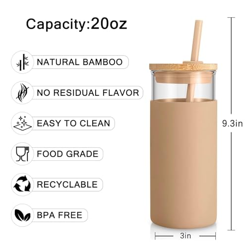 20 oz Glass Tumbler with Lids and Straws