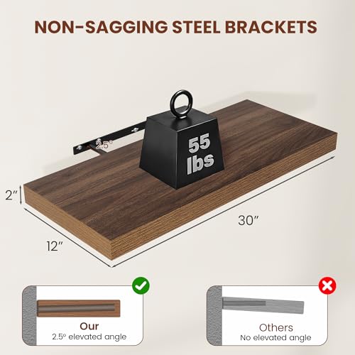 12 Deep Floating Shelves 30x12” Set of 2 (2 Count)