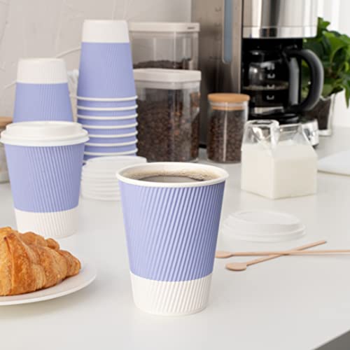 Ripple Wall Coffee Cups 25 Count 12 Ounce Insulated Light Purple Paper Cups
