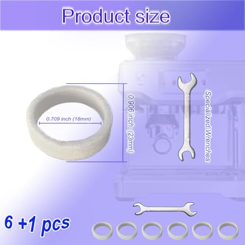 6 Piece Felt Washer Replacement for Breville Espresso Machine Grinders (7 Count)