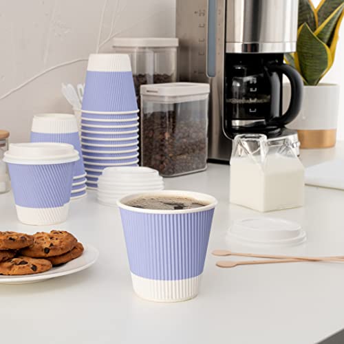 Ripple Wall Coffee Cups 25 Count 8 Ounce Insulated Light Purple Paper Cups