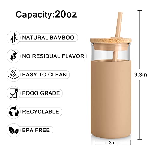 20 oz Glass Tumbler with Lids and Straws