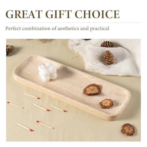 Marble Tray 12"x4" Marble Vanity Tray for Bathroom Kitchen Countertop Sink