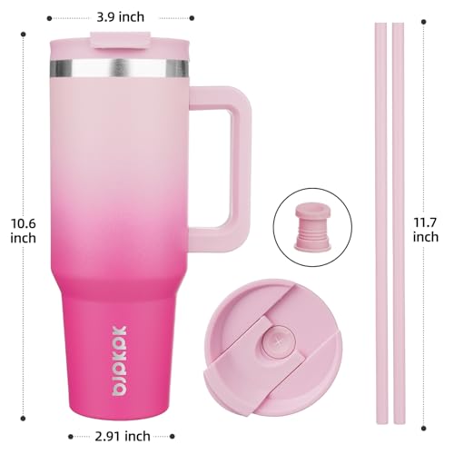 40 oz Insulated Tumbler with Handle & Straw