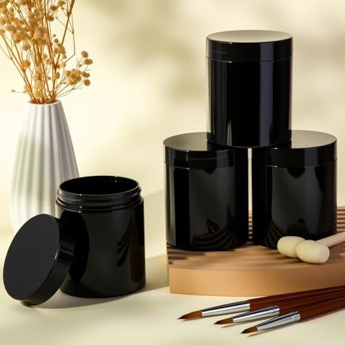 4 Pcs Plastic Jars Wide Mouth with Lids (4 Count)