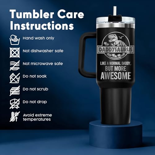 Father You're My Favorite Dinosaur 40 oz Tumbler with Handle