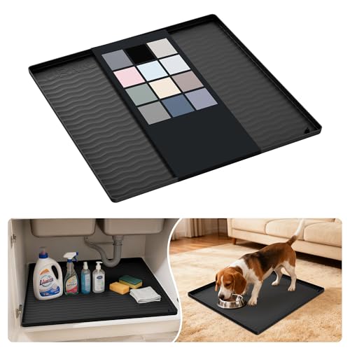 Waterproof Silicone Under Sink Mat 19'' x 19'' Shelf Liner for Kitchen and Bathroom