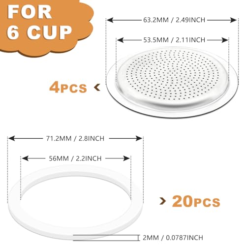 20PCS 6 Cups Replacement Spare Food Grade Silicone Gasket Seal (24 Count)